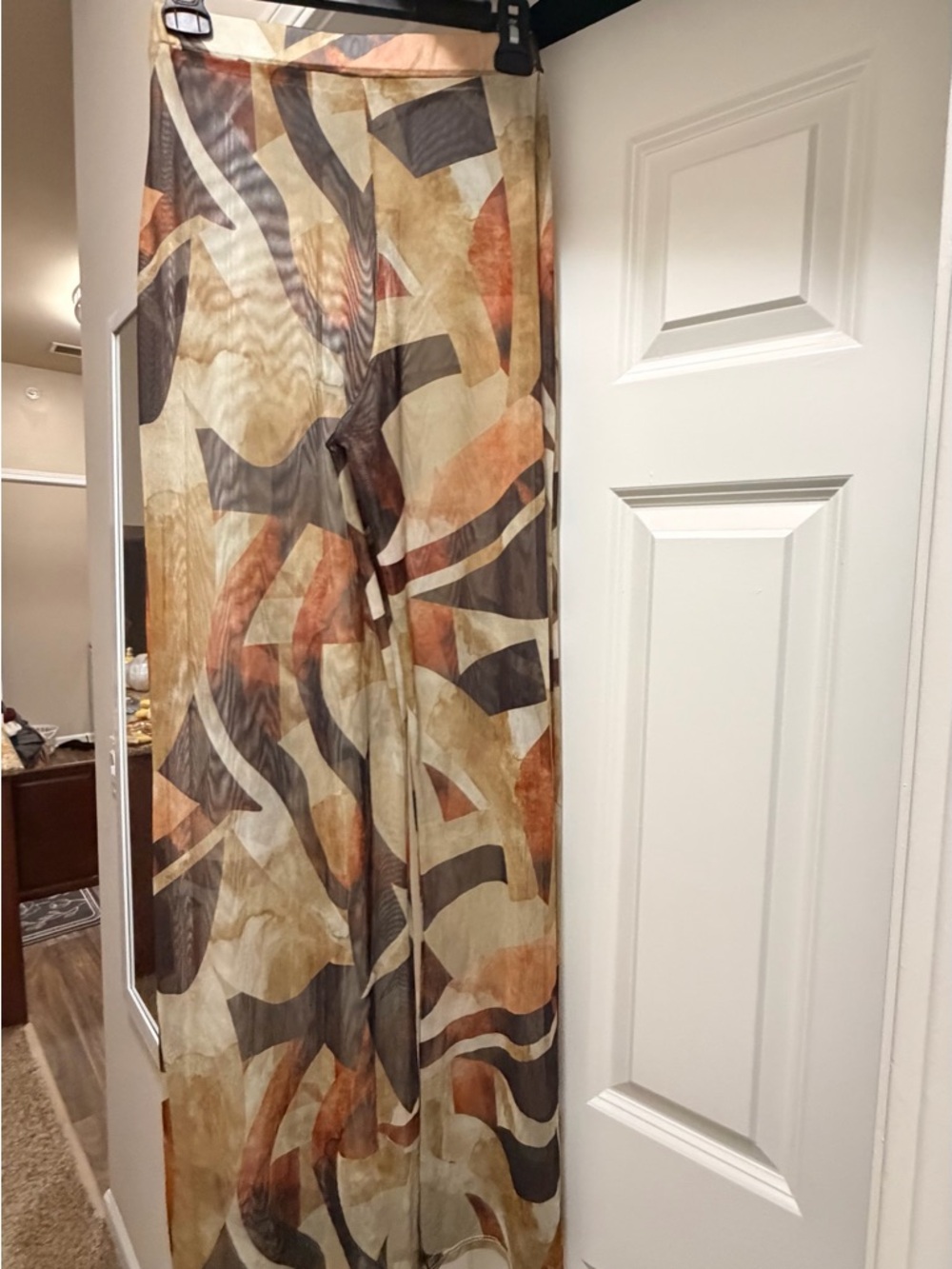 PrettyLittleThing Multi-Color Abstract Palazzo Swimsuit cover up